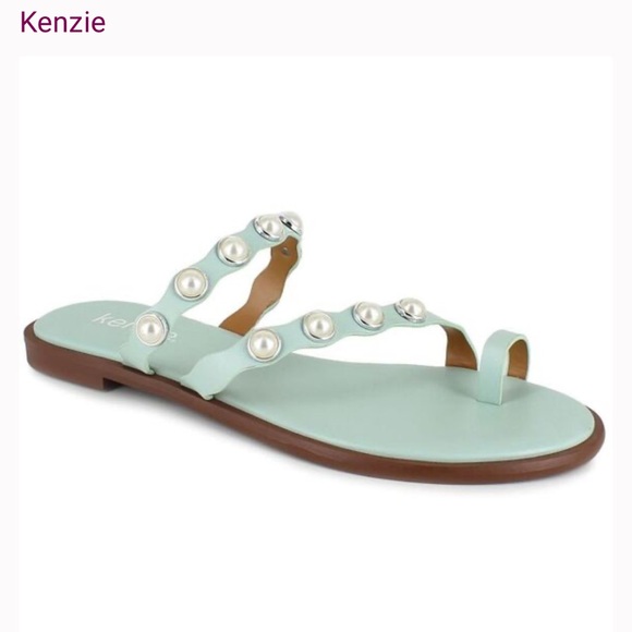 Kenzie Womens Maltese Green Open Toe Slip On Casual Slide Sandals Flats New - Picture 1 of 7